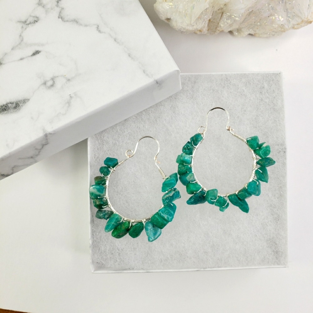 Hoop Earring with Teal Amazonite